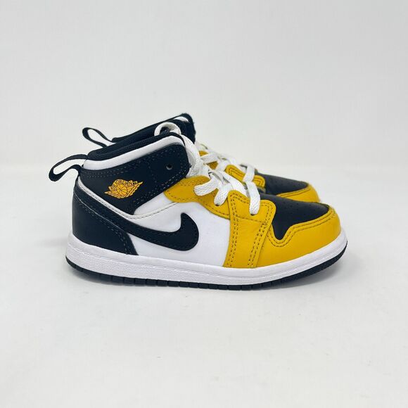 Nike Air Jordan 1 Mid TD Yellow Ochre Casual Shoes DQ8425-701 Kid's Size 9